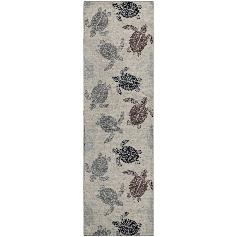 Premium Washable Super Soft Coastal Turtles Mayfield Rug