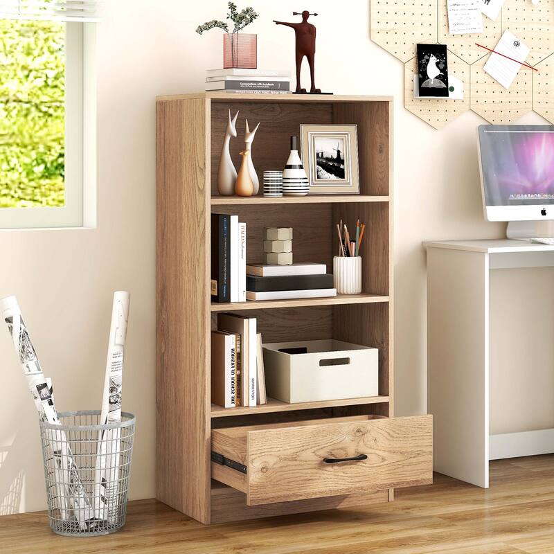 Costway 4-Tier Bookcase 48'' Display Bookshelf Storage Organizer with