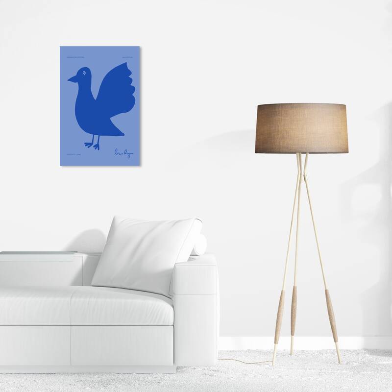 Wynwood Studio Canvas Animals Blue Bird Landing Blue and Modern & Contemporary Wall Art Canvas Print - 16 x 24