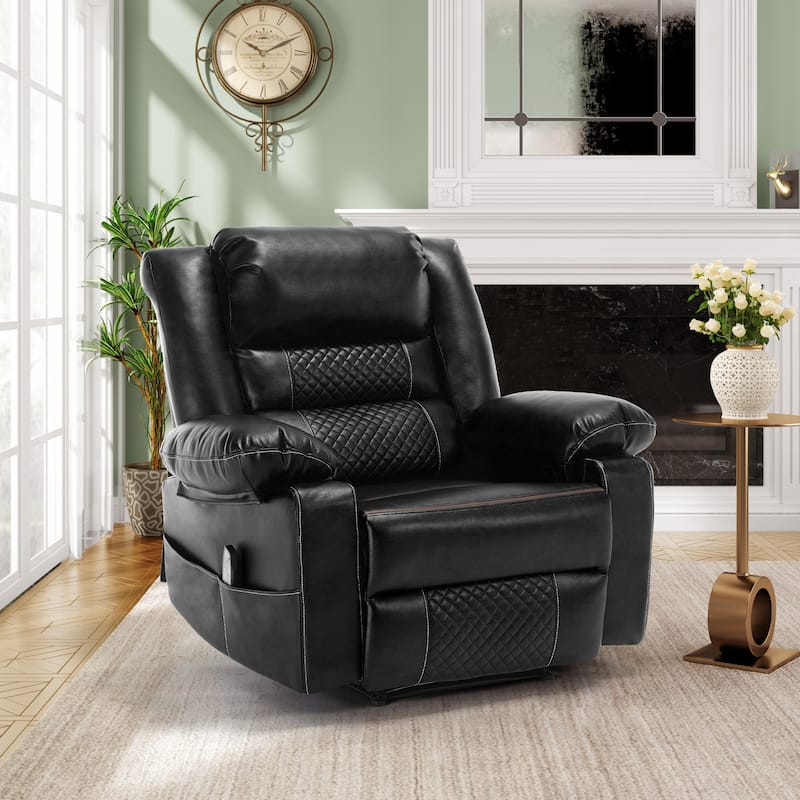 Brown Manual Recliner Chair with 8-Point Massage, Heating, Adjustable with Sturdy Frame for Living Room