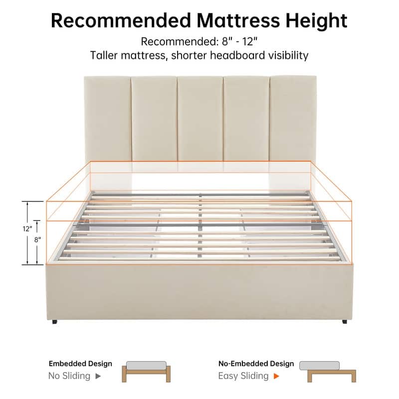 Plywood Frame Platform Bed with Storage Drawers