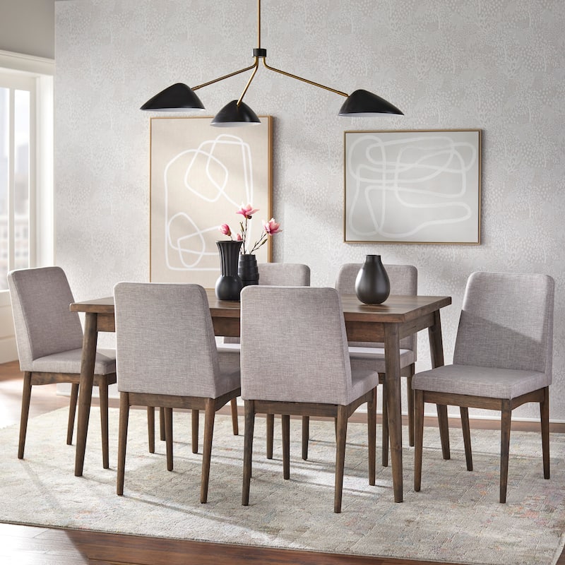 Carson Carrington Lulea Mid-century 7-piece Dining Set - Walnut/Light Grey