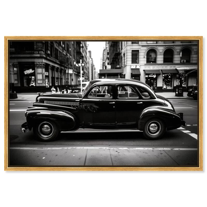 Vintage Car in New York Canvas by Art Remedy - Gold - 45" x 30"