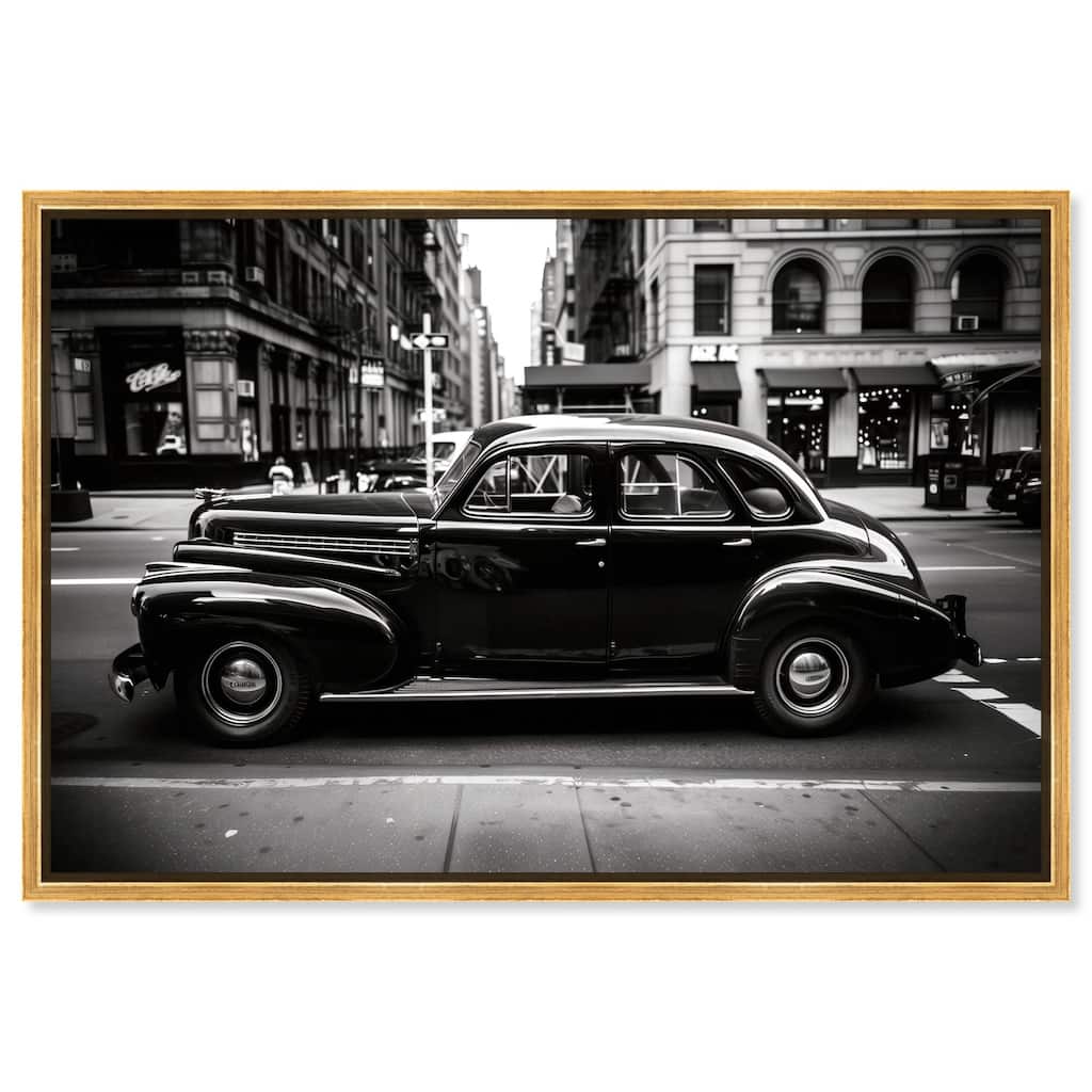Vintage Car in New York Canvas by Art Remedy