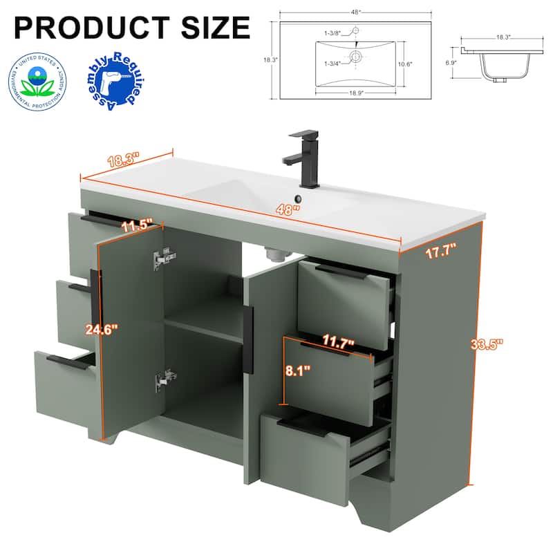 Vertical Stripes Bathroom Vanity Set with Sink Top & Faucet