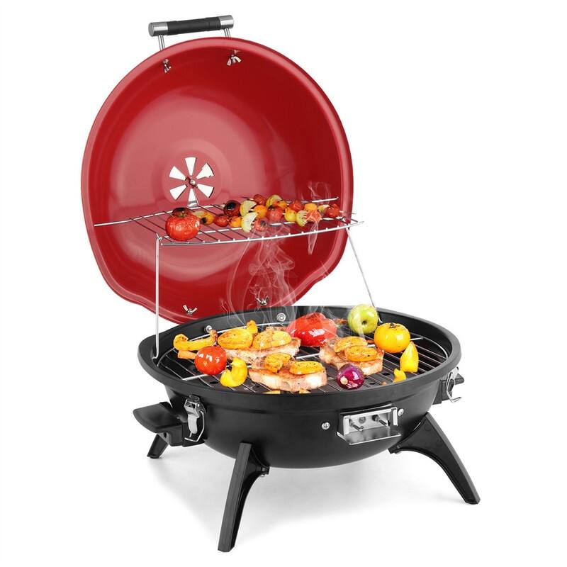 1600W Portable Double Layer Electric BBQ Grill - Red