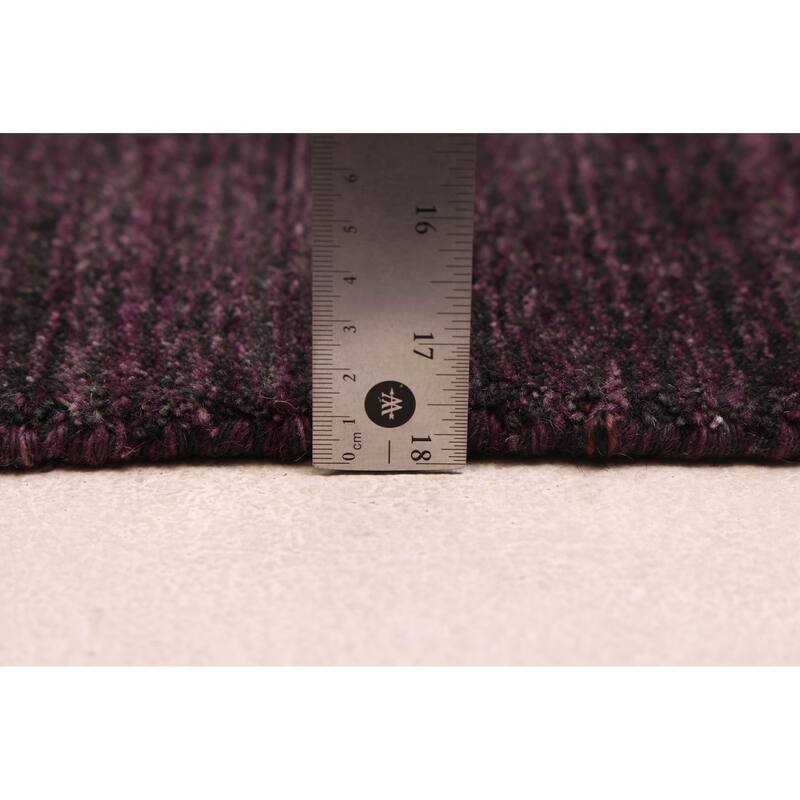 ECARPETGALLERY Hand Loomed Indo Gabbeh Dark Purple Wool Rug - 5'7 x 7'10