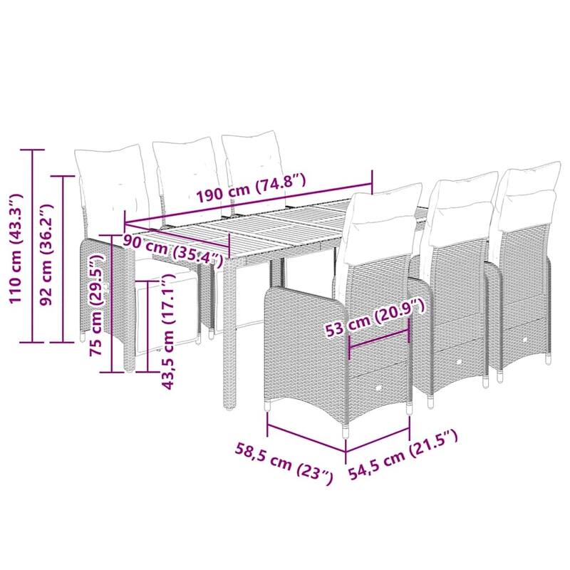 vidaXL Bistro Set Black - 21.5 x 23.0 x 36.2