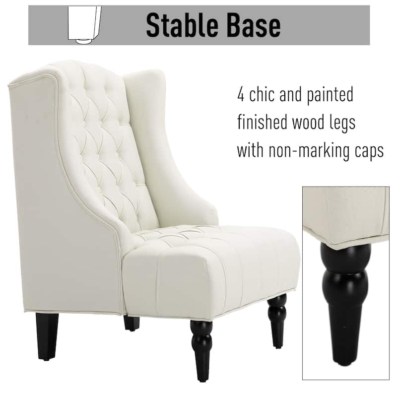 Copper Grove Erin Tufted Linen Upholstered Tall Wingback Accent Chair
