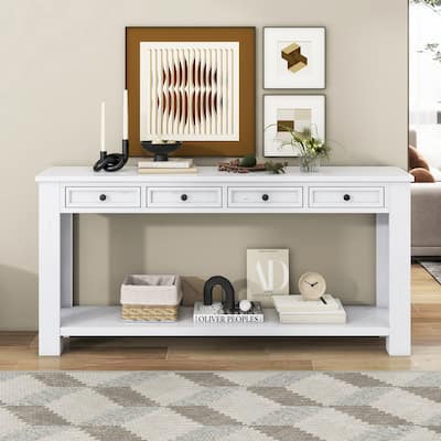 Console Table with Storage Drawers and Bottom Shelf
