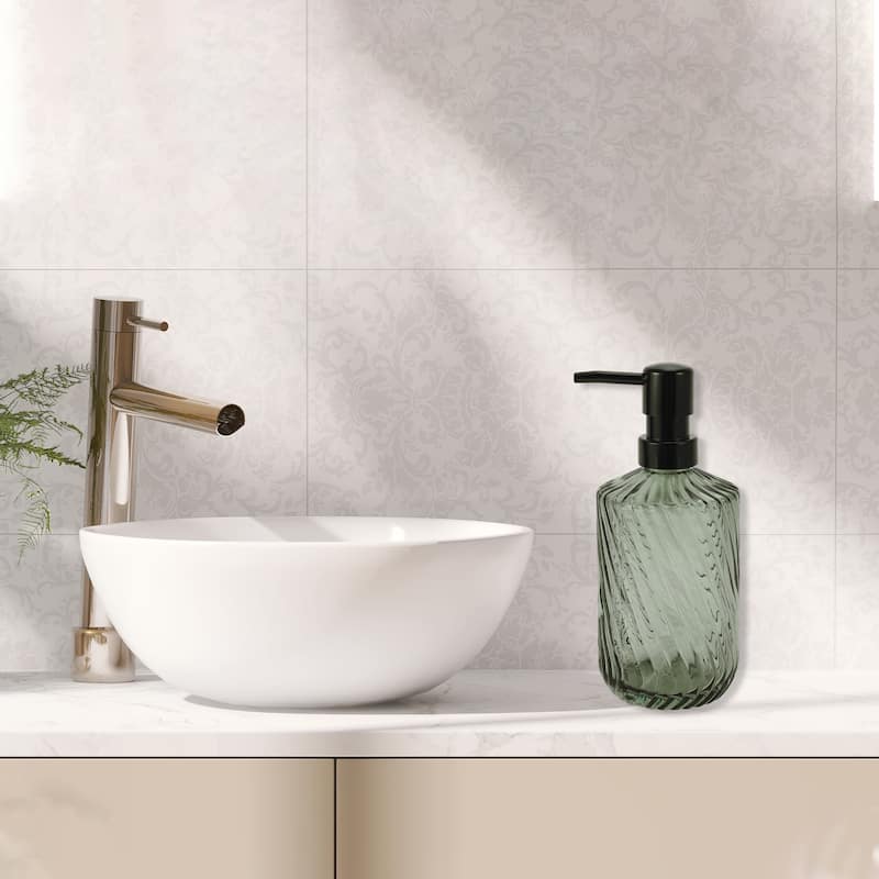 Simple Twill Lines Soap Pump Dispenser for Bathroom 450ml 1 Pcs - Green Black