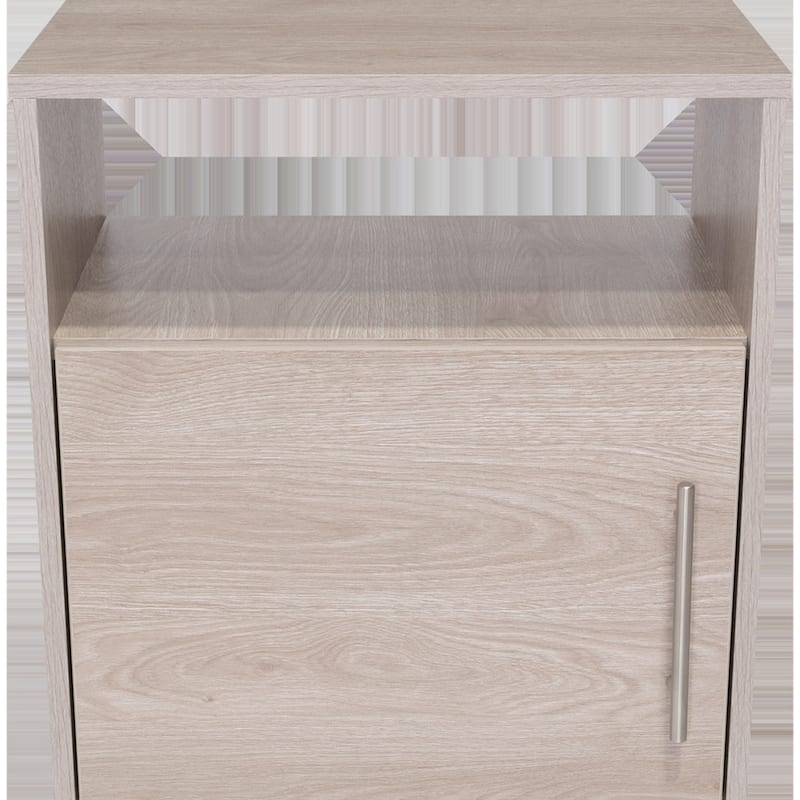 23” Modern Pine Wood Nightstand Bedside Table with Shelf and Metal Handle for Bedroom or Living Room