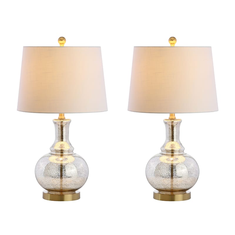 Edward 25" Glass LED Table Lamp, Mercury Silver/Brass Gold (Set of 2) by JONATHAN Y