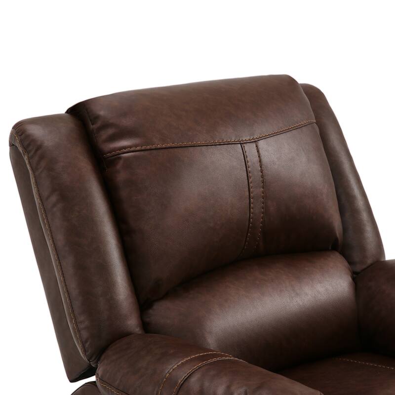 Faux Leather Recliner Sofa, Classic And Traditional Manual Recliner Chair With Comfortable Arms And Single Sofa For Living Room