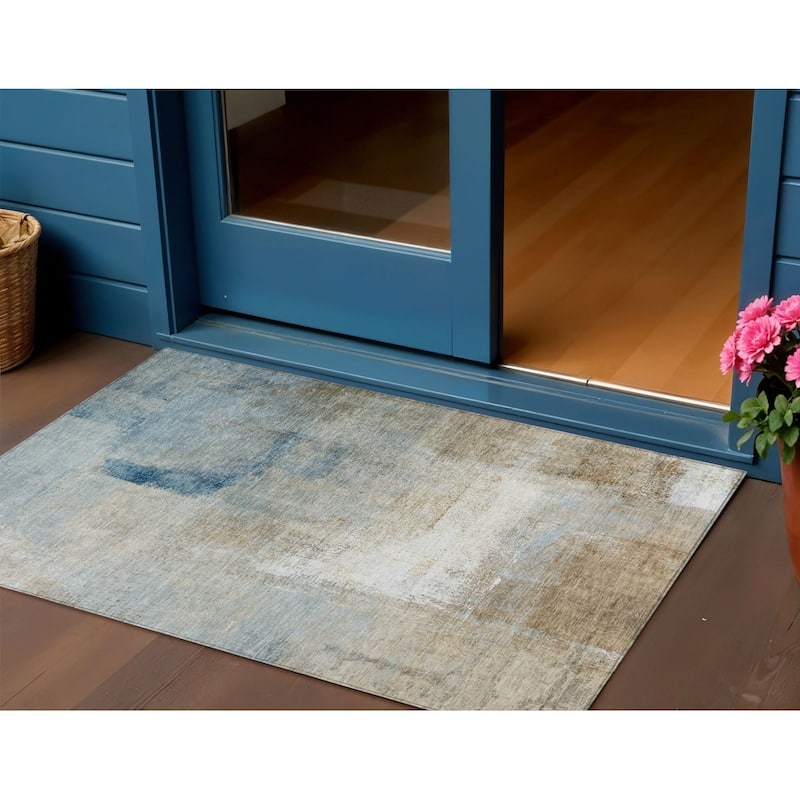 HomeRoots Abstract Transitional Rectangle Outdoor Rug - 3' x 5'