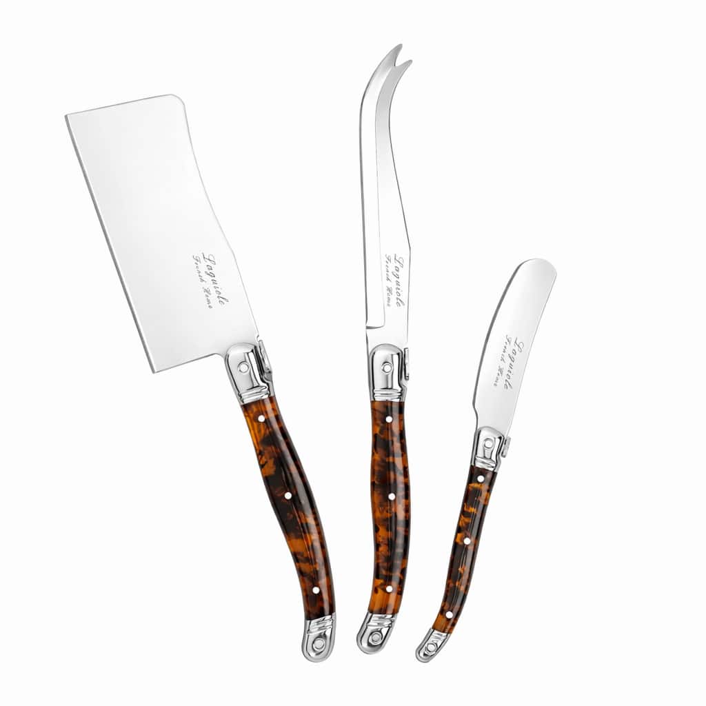 French Home 3-Piece Laguiole Tortoise Shell Cheese Knife Set