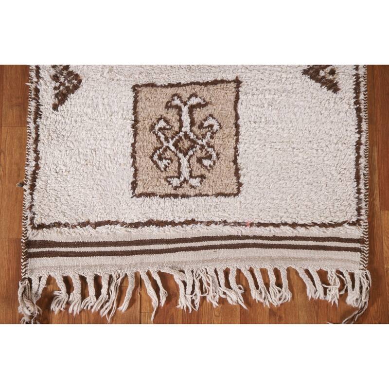 Tribal Anatolian Turkish Runner Rug Beige Wool Carpet - 3'4"x 12'3"