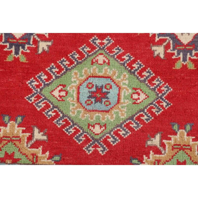 Kazak Oriental Rug Hand-Knotted Bedroom Red Wool Carpet - 5'0" x 6'7"