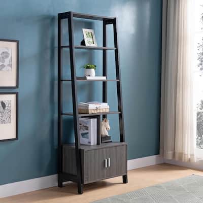 Industrial Bookshelf with 2 Door Cabinet,Metal Frame
