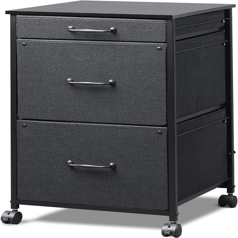 Mobile File Cabinet Dresser for Bedroom with 3 Drawers - 15.7"D x 15.4"W x 29.5"H