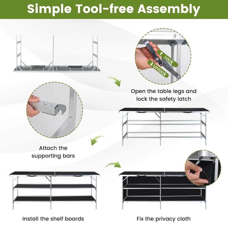 Gymax Portable Bar Table Folding Camping Table w/ Aluminum Alloy Frame