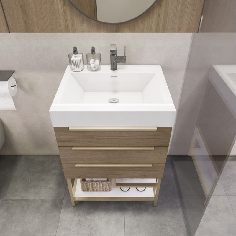 Noble 24" Free Standing Vanity with Reinforced Acrylic Sink - 24" Width
