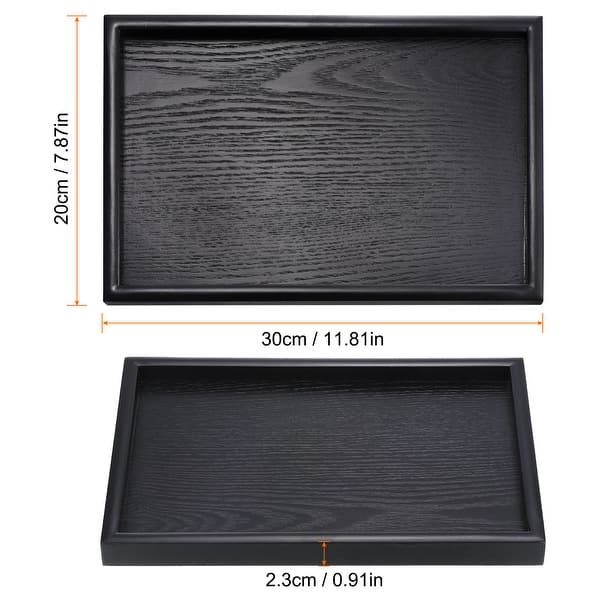 dimension image slide 1 of 3, Wood Serving Tray Rectangle Decorative Platter Home Kitchen Table