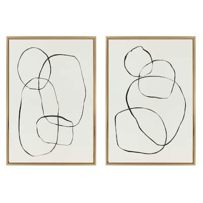 Kate and Laurel Sylvie Modern Circles Framed Canvas Set by Teju Reval