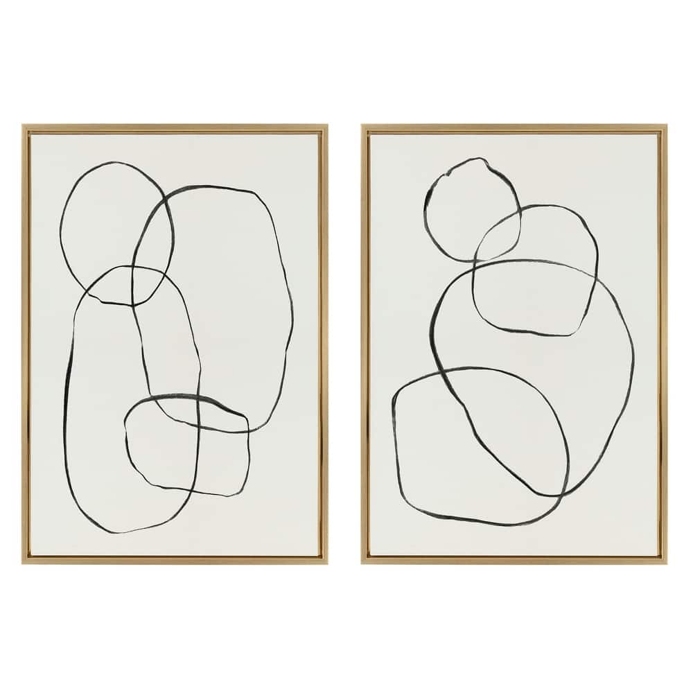 Kate and Laurel Sylvie Modern Circles Framed Canvas Set by Teju Reval