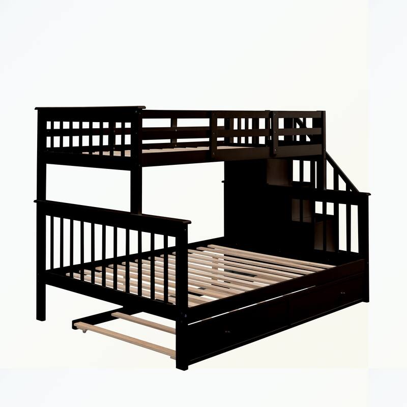 Stairway Twin-Over-Full Bunk Bed with Twin size Trundle