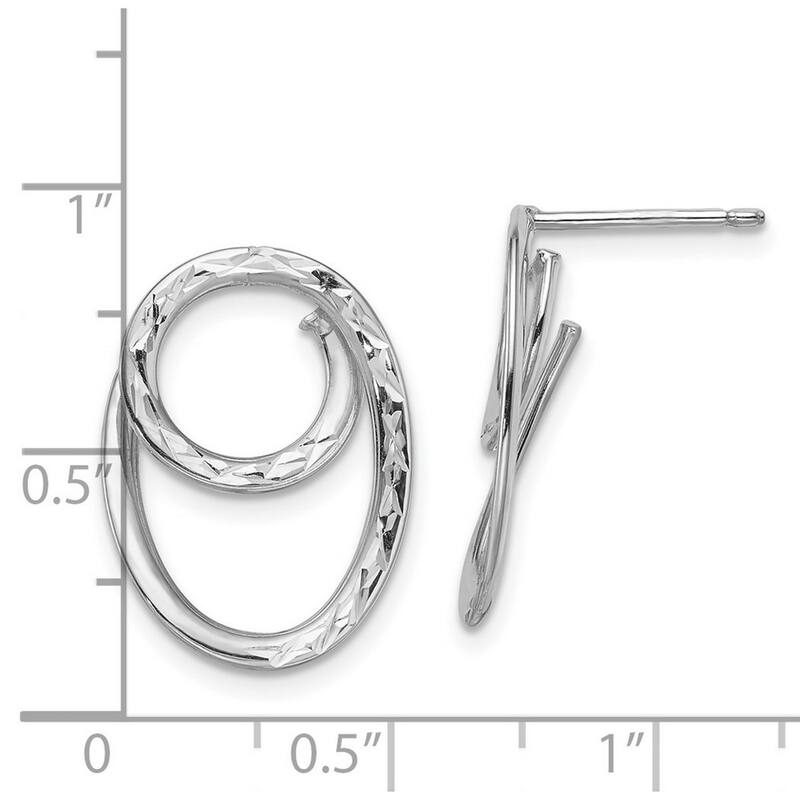 Curata 14k White Gold Textured Swirl Ovals Dangle Post Earrings 23.25x14.5mm