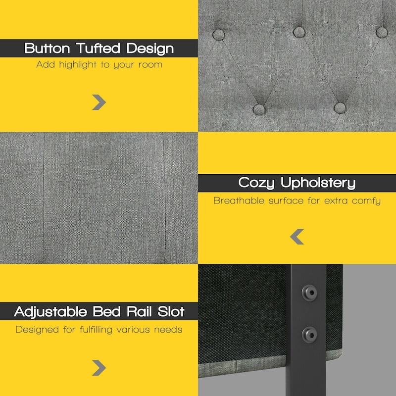 Queen Upholstered Headboard with Adjustable Heights