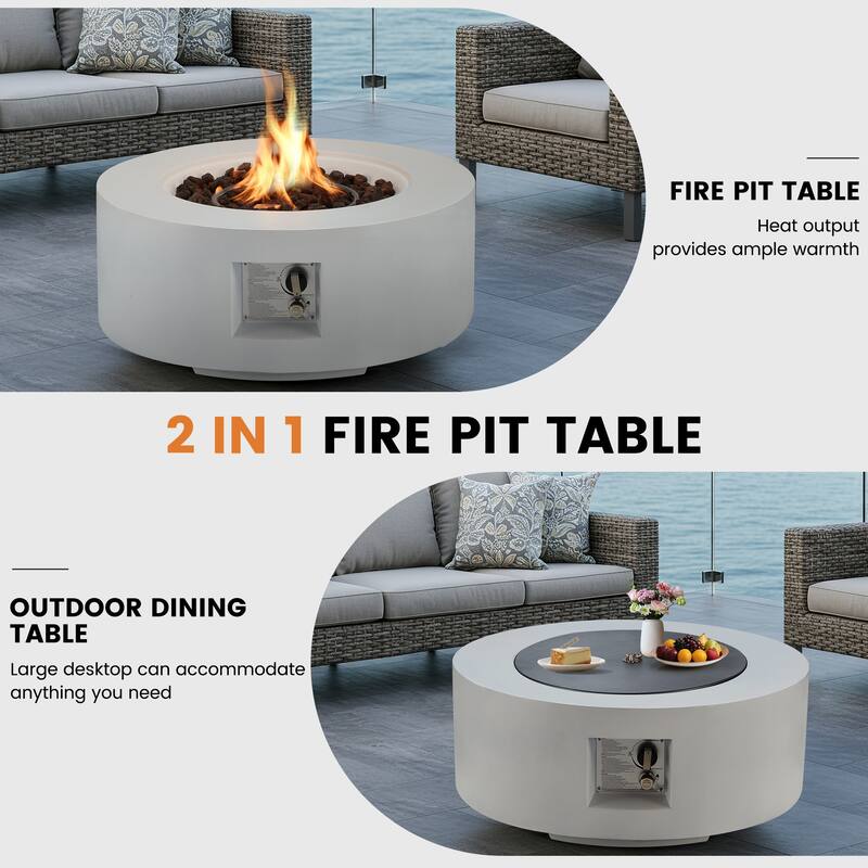 Outdoor Propane Fire Pit Table with Tank Storage and Weather-Resistant Cover