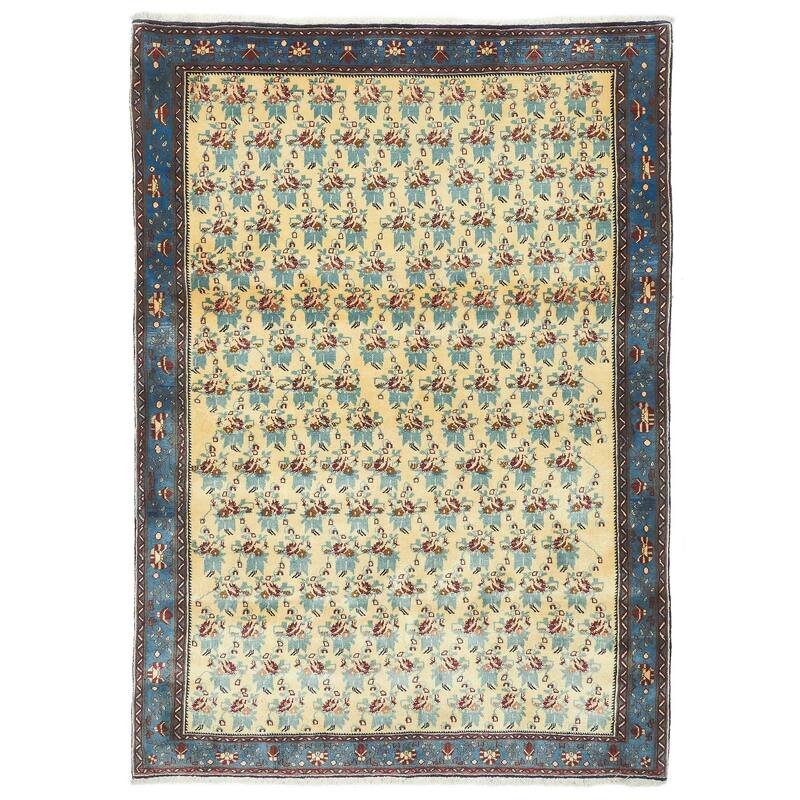 ECARPETGALLERY Hand-knotted Kayseri Vintage Cream Wool Rug - 5'5 x 7'7