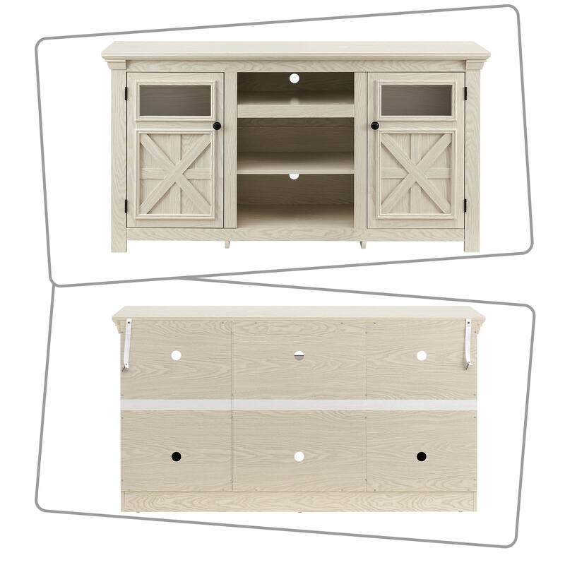 Vintage Farmhouse Style Wooden Storage Sideboard with Cable Management Holes
