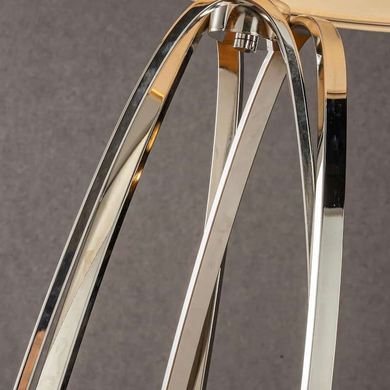 CraftHome 62'' Elegant Modern Polished Nickel Metal Floor Lamp With Ivory Fabric Drum Shade For Living Room - W14''