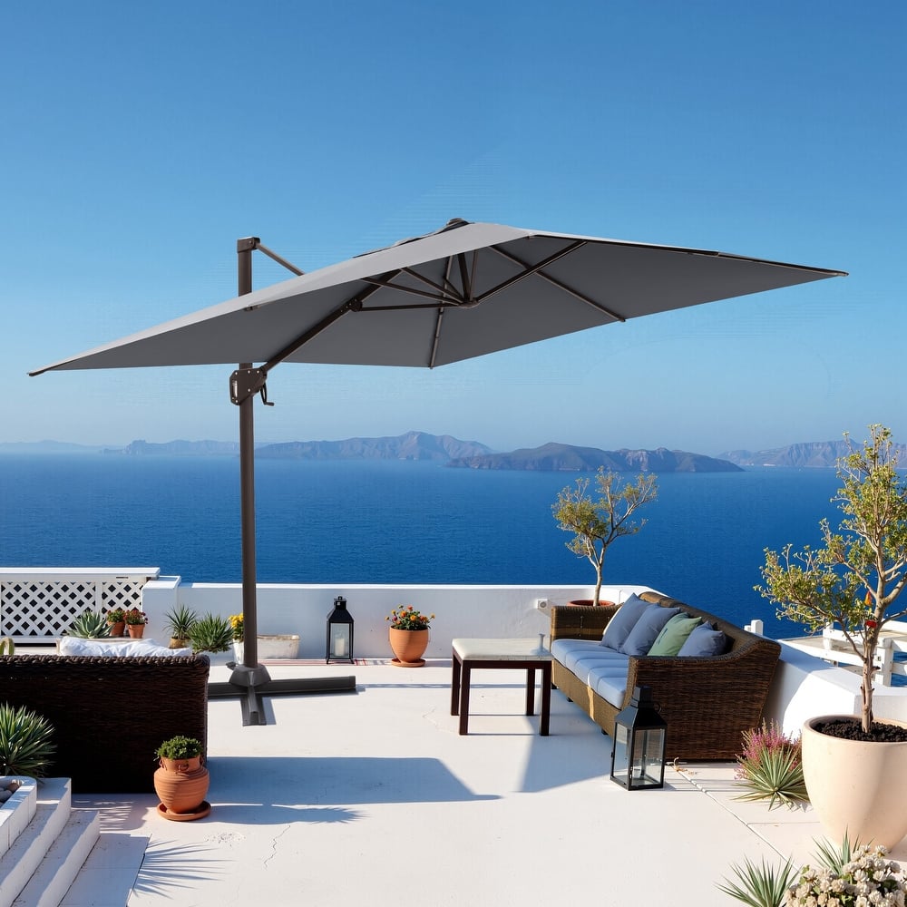 11 x 9 FT Rectangle Outdoor Premium Patio Cantilever Offset Umbrella