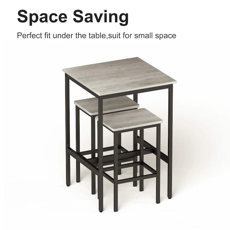 Square Bar Table with 2 Bar Chairs