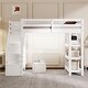 preview thumbnail 4 of 30, Wooden Loft Bed Frame with 4-tier Storage Shelf, Small Wardrobe, White LED Light and Storage Staircase, Space Saving Storage Bed