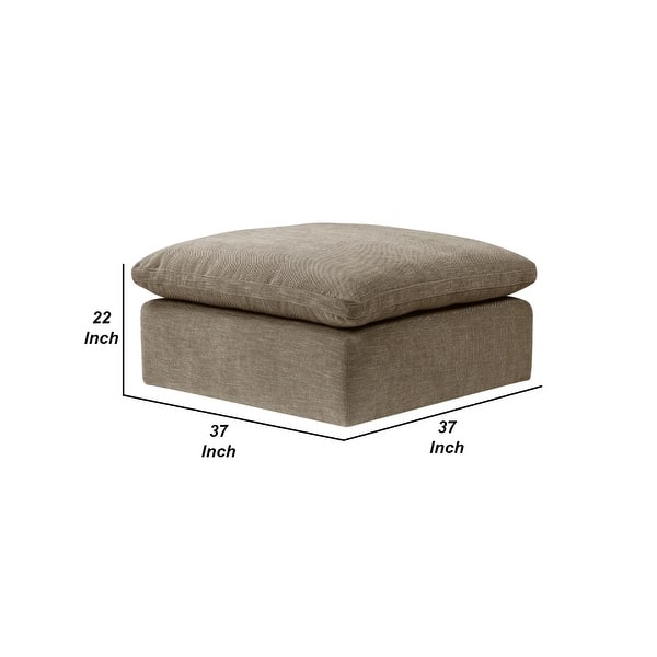 Scott 37 Inch Square Ottoman, Removable Pillow Top Cushion, Beige Bed