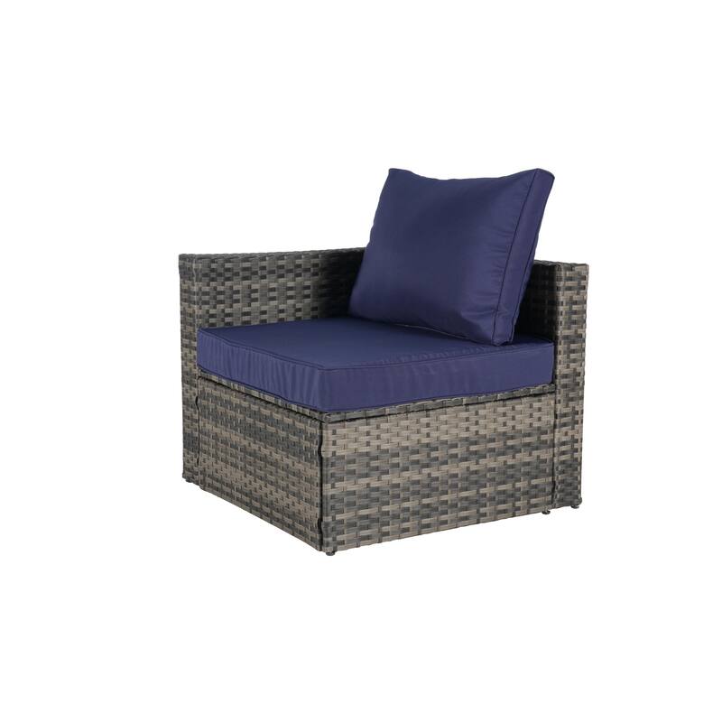 8 Piece Outdoor Patio Sofa Set, Sectional L- Shaped Patio Furniture Wicker Patio Conversation Set