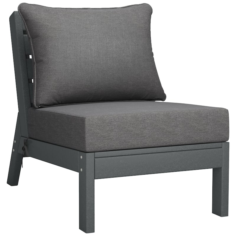 Polytrends Birchwood All Weather HDPE Outdoor Patio Deep Seating Gray Sofa With Cushions (3-Piece)