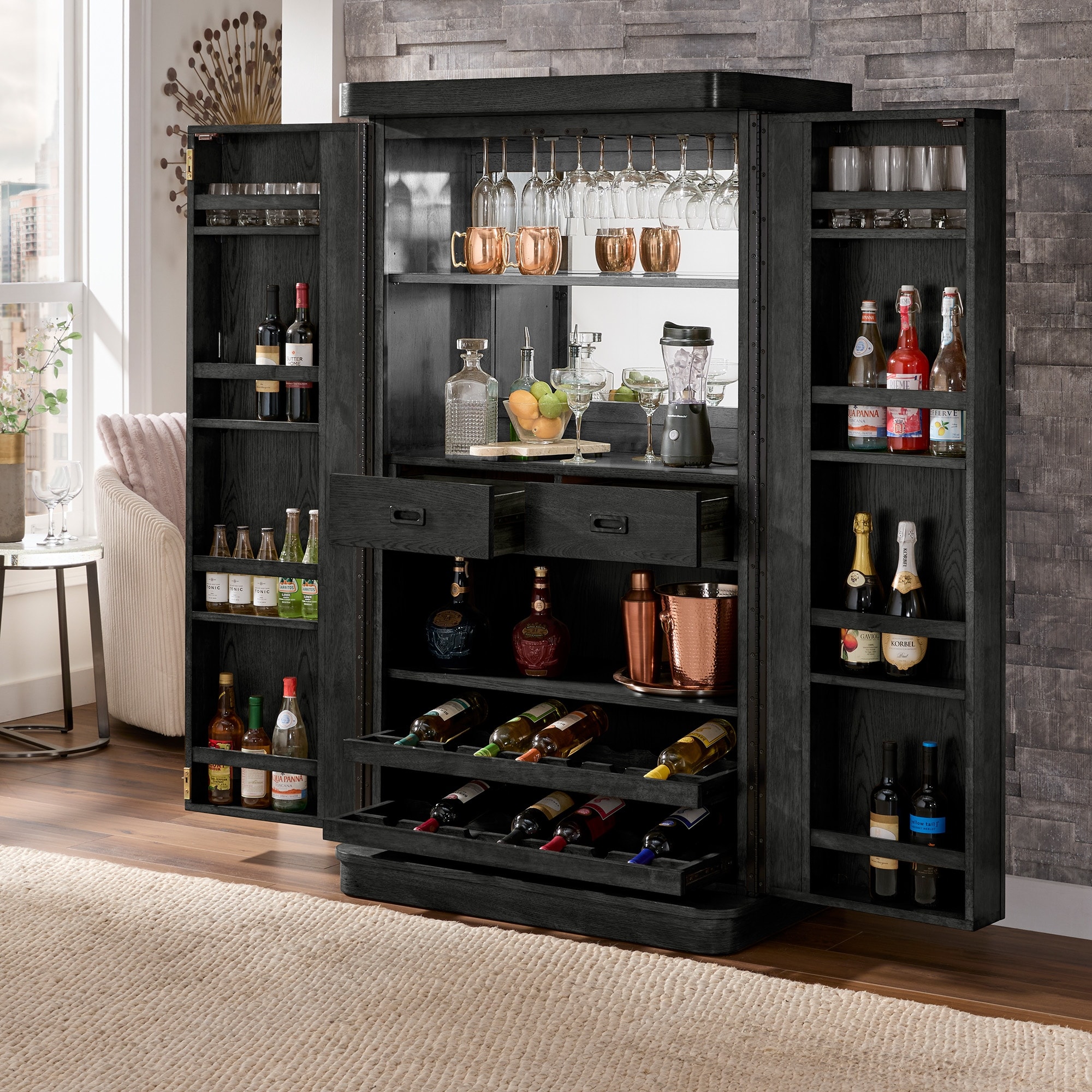 NoMad Bar Wine Storage Cabinet with Keys and LED Lights by iNSPIRE Q Classic