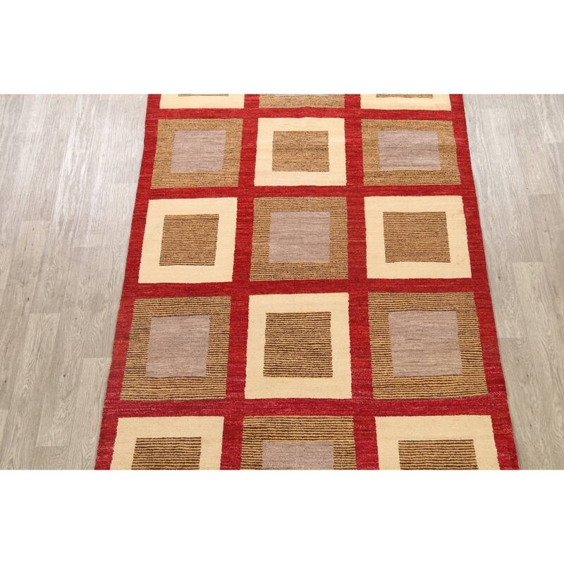Modern Geometric Gabbeh Kashkoli Oriental Area Rug Wool Hand-knotted - 5'6" x 9'6"