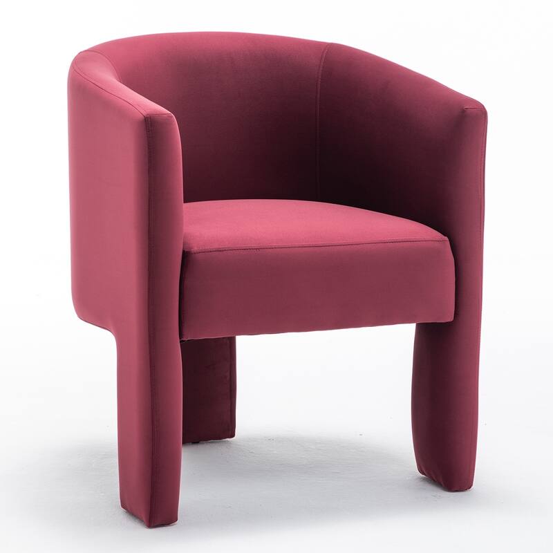 SEYNAR Modern Velvet Accent Chair, Upholstered Barrel Chair with Unique Solid Base for Living Room Soft Club Chair
