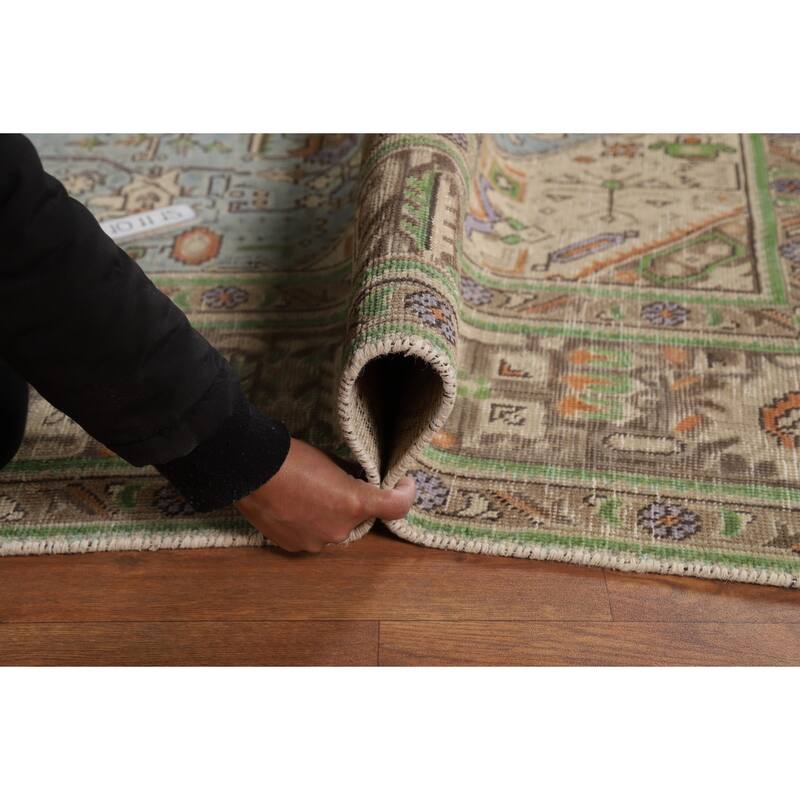 Traditional Tabriz Persian Area Rug Hand-Knotted Geometric Wool Carpet - 6'7"x 9'10"