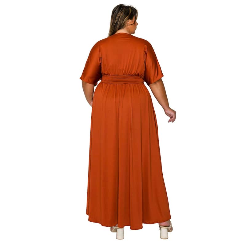 L I V D Women's Plus Size Raffi Pocket Empire Waist Maxi Dress