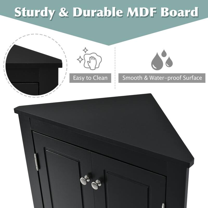 Triangle Bathroom Freestanding Storage Cabinet with Adjustable Shelves