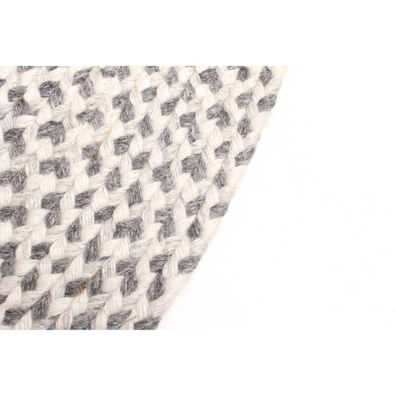 ECARPETGALLERY Braid weave Sienna Ivory Wool Rug - 3'2 x 3'2