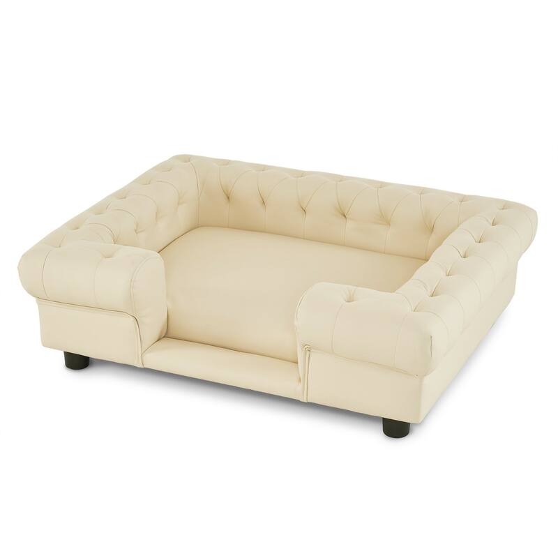 MCombo Pet Sofa Bed with Small Stairs, Faux Leather 6321 - 38.2" x 30.3"